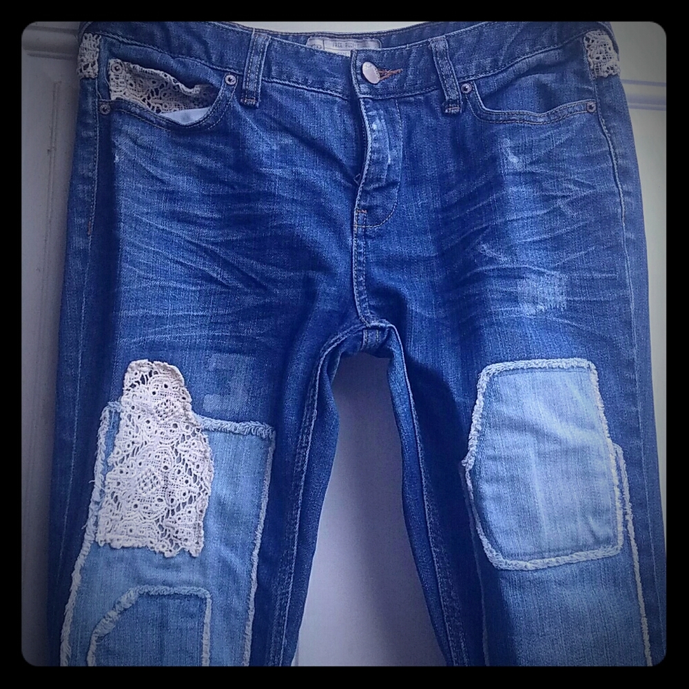 Free people patchwork jeans